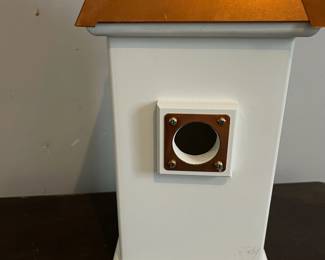 C144 - $80. Copper Roof Birdhouse. Measures 7" square x 22.5" tall.