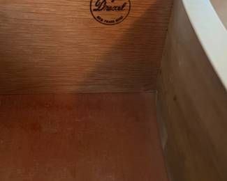C9 - $150. Drexel Dresser with Mirror. Measures 63.5" x 22.5" deep x 34.5" tall. Mirror is 44.5" x 37". Minor crazing on the paint on the top.
