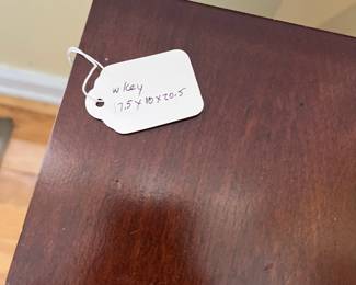 C4 - $40. Small Chest on Stand with key! Measures 17.5" wide x 10" deep x 20.5" tall.