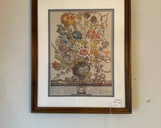 C49 - $30. March Botanical Print. Measures 17.5" x 21.5" framed.