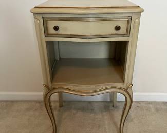 C7 - $60. Single Drexel French Provincial Nightstand. Measures 17" wide x 13" deep x 28" tall.