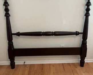 C150 - $50. Wooden Bed Frame. Measures 59" wide x 53.5" tall. Includes metal