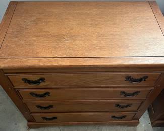 C116 - $65. Harvest Oak Small Dresser. Measures 32" wide x 18" deep x 30.5" tall.