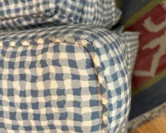 C156 - $175. Upholstered Chair & Ottoman. Measures 30.5" wide x 30" deep x 31" tall. Ottoman measures 23" x 18" x 14" tall.