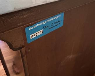 C95 - $150. Small Drexel Entry Cabinet. 2 doors that open with one shelf. Measures 38.75" wide x 15.5" deep x 30" tall.