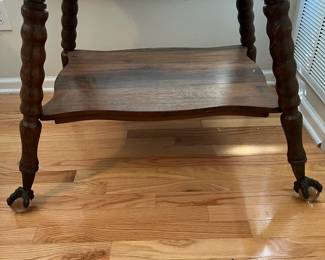 C1 - $175. Antique Oak Table with Glass Ball Feet. In very good antique condition. Sturdy. Measures 29.75" x 24" x 27.5" tall.
