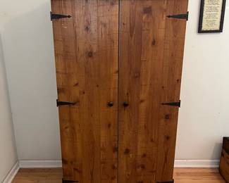 C145 - $30. Desk / Armoire. Purchased from Lowes. Pressed wood. Measures 34.75" wide x 19.5" deep x 63.5" tall.