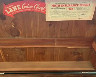 C19 - $50. Vintage Lane Cedar Chest. Top has been refinished at some point from significant wear (you can still see scratches) Inside is in very good condition. Measures 47" wide x 18.5" deep x 19" tall.