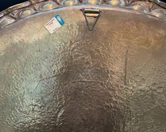 C114 - $60. Brass Wall Hanging Tray. Measures 30" round.