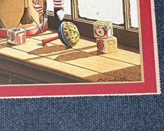 BT17 - $30. *Small* Bob Timberlake Print. "Christmas Pals" Framed & Matted measures 8.5" x 10.5".