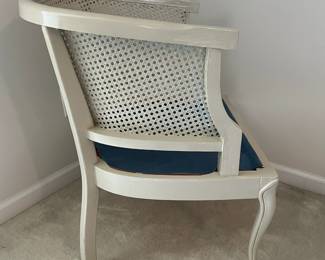 C101 - $40. Mid Century Cane Barrel Chair - needs seat cushion. Measures 24" x 14.5" x 30" tall.