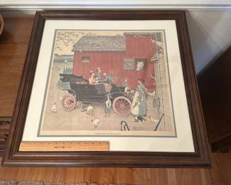 C37 - $30. Normal Rockwell Print "The Famous Model T was "boss of the road". Framed it measures 27" square.