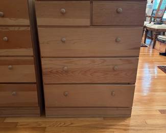 C92 - $40. Small Wooden Dresser / Chest. Unfinished wood. Measures 26.25" wide x 15" deep x 33.75" tall.
