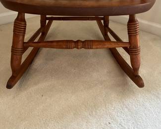 C107 - $60. Vintage Nichols & Stone Wooden Rocker. Measures 22.5" wide x 13" floor to seat x 39.5 Floor to top of back.