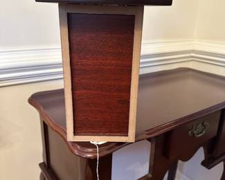 C43 - $60. Small Server/Entry Cabinet. Measures 32" wide x 16" deep x 31" tall. Pressed wood - very good used condition. 3 drawers all slide.