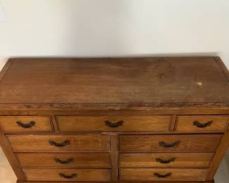 C99 - $60. Harvest Oak Dresser. Measure 56" wide x 19.5" deep x 33.5" tall. Good condition.