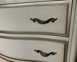 C6 - $150. Vintage French Provincial Drexel Dresser. Measures 35" x 21" deep x 50" tall. All drawers slide. Some paint crazing on the top.