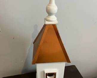 C144 - $80. Copper Roof Birdhouse. Measures 7" square x 22.5" tall.