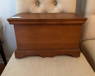 C66 - $30. Small Handcrafted Hinged Lidded Box. Measures 15.75" long x 9" deep x 9" tall.