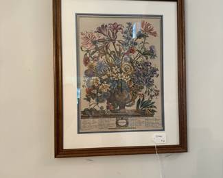 C50 - $30. October Botanical Print. Measures 17.5" x 21.5" framed.