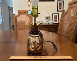 C54 - $15. Brass Pineapple Table Lamp - no shade. Measures 13" tall.