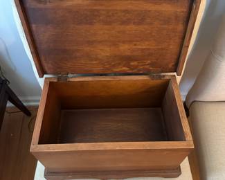 C66 - $30. Small Handcrafted Hinged Lidded Box. Measures 15.75" long x 9" deep x 9" tall.