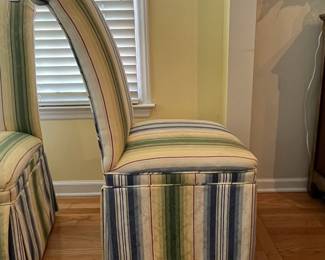 C154 - $60. PAIR of upholstered dining chairs. Measures 19.25" wide x 41" tall.