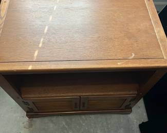 C115 - $30 each. 3 Available. Harvest Oak Side Tables. Measures 32" wide x 18" deep x 30.5" tall.