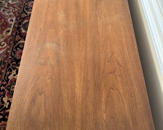 C32 - $100. Thomasville Buffet. Measures 66" wide x 20" deep x 32" tall. Sturdy and overall in good condition. Drawers slide, doors open. Has a water ring on the top right.