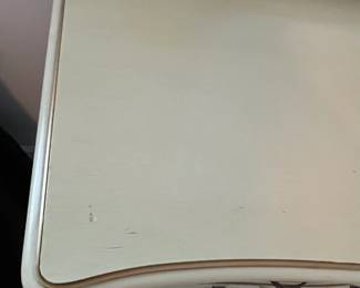 C9 - $150. Drexel Dresser with Mirror. Measures 63.5" x 22.5" deep x 34.5" tall. Mirror is 44.5" x 37". Minor crazing on the paint on the top.