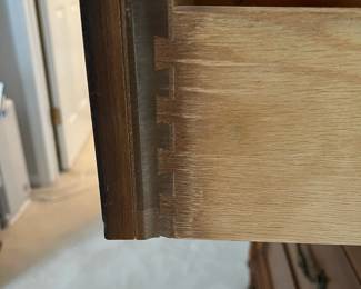 C11 - $100. Sherrill Furniture Co. Statesville, NC. Chest of Drawers. Measures 37" wide x 19" deep x 48" tall. A few minor scuffs & scratches but all drawers slide. Bottom drawer track is cracked so drawer sits at an odd angle - should be an easy fix! Good vintage condition!