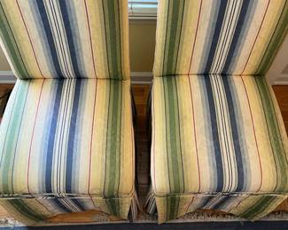 C154 - $60. PAIR of upholstered dining chairs. Measures 19.25" wide x 41" tall.