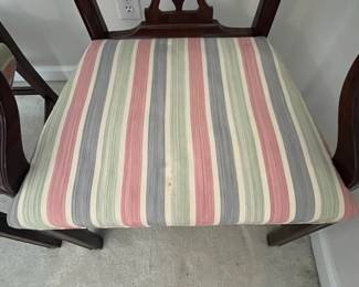C14 - $75. PAIR of Arm Chairs. Measures 26" at the widest point. Floor to seat is 17". Floor to top of back is 36.5". Would benefit from being reupholstered.