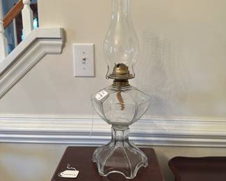 C41 - $15. Oil Lamp measures 19" tall. No issues noted.