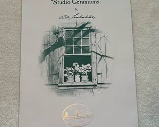 BT4 - $225. Bob Timberlake "Studio Geraniums". Unframed. In Original Packaging. Signed & Numbered. #1167/1250 (Selling from Bob Timberlake currently for $775.)