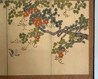 C106 - $150. Chinese 4 Panel Wall Hanging. Measures 71" x 35. Each panel is 17.75" wide.