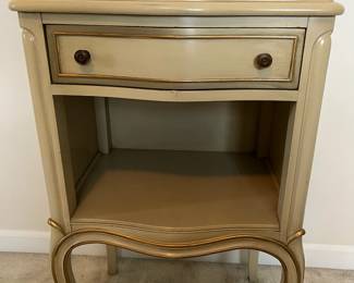 C7 - $60. Single Drexel French Provincial Nightstand. Measures 17" wide x 13" deep x 28" tall.