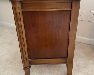 C16 - $75. PAIR of Nightstands. Measures 26" wide x 15" deep x 24" tall. They both have some wear on the finish from water but it's not down to the wood - just the finish.