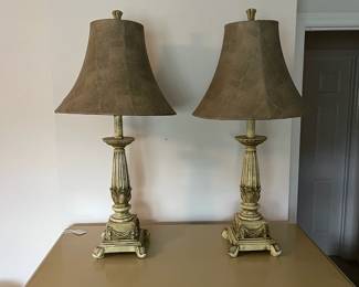 C110 - $30 PAIR of Lamps. Measures 29" tall. Shades are in great condition.