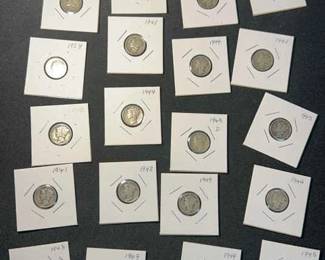 21 Vintage dimes