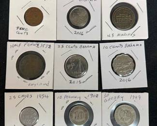 13 Foreign Vintage Coins