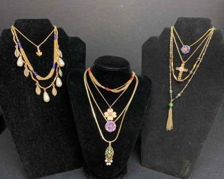 11 Gold Colored Costume Jewelry Necklaces