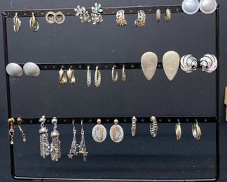 Stunning Silver Colored Earrings Clip Ons And Post 