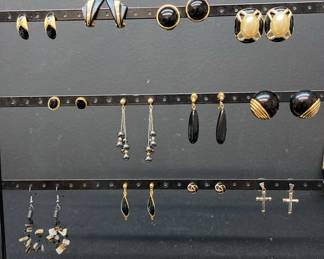 Costume Jewelry Black Colored Earrings Clip Ons And Post 