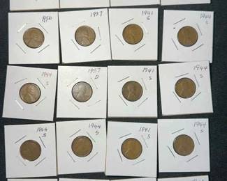 20 Vintage pennies