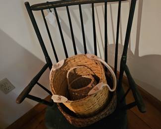Baskets, Wood Arm Chair