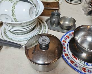 Plates, Bowls, Saucers, Pots, Sugar Bowl, Creamer pitcher