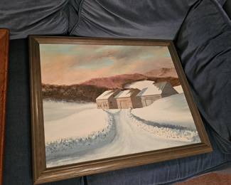 Framed Winter Farm Scene