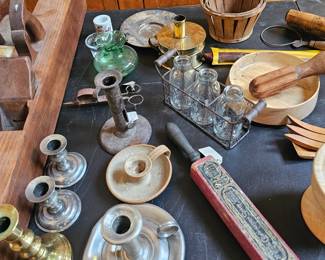 Candle Stick Holders, Glass Jars, Razor Strop