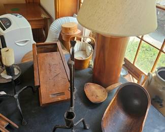 Wooden Scoop, Wood Spoon, Iron Candle Holder, Lamp